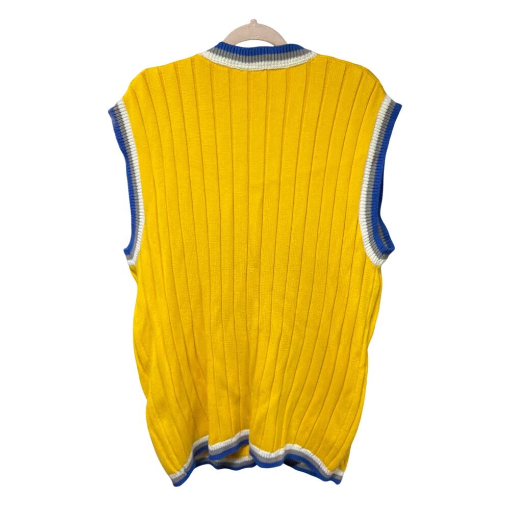 FUBU Cable Knit Sweater Vest Yellow Preppy Streetwear Retro - Picture 4 of 6